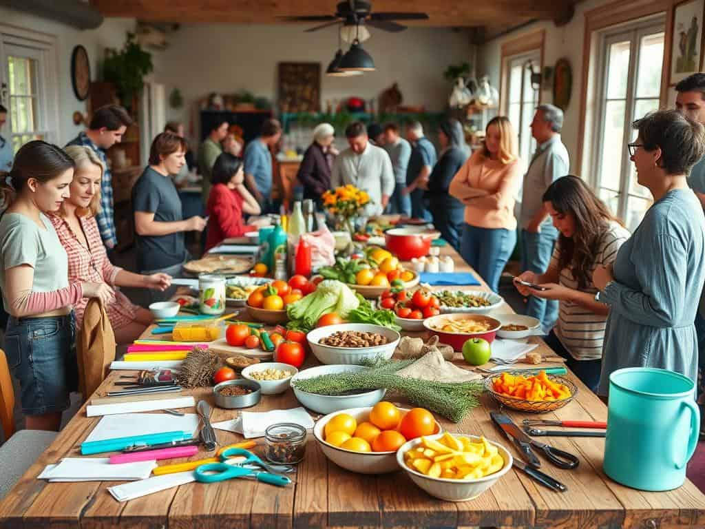 DIY projects, potluck gatherings, free community resources