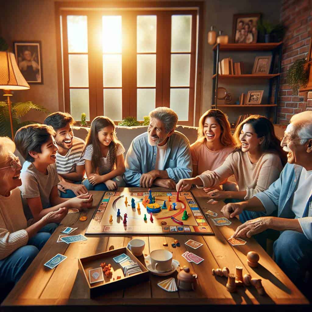 Discover the Joy of all-ages board games for Every Occasion 2 Family playing all-ages board games together.