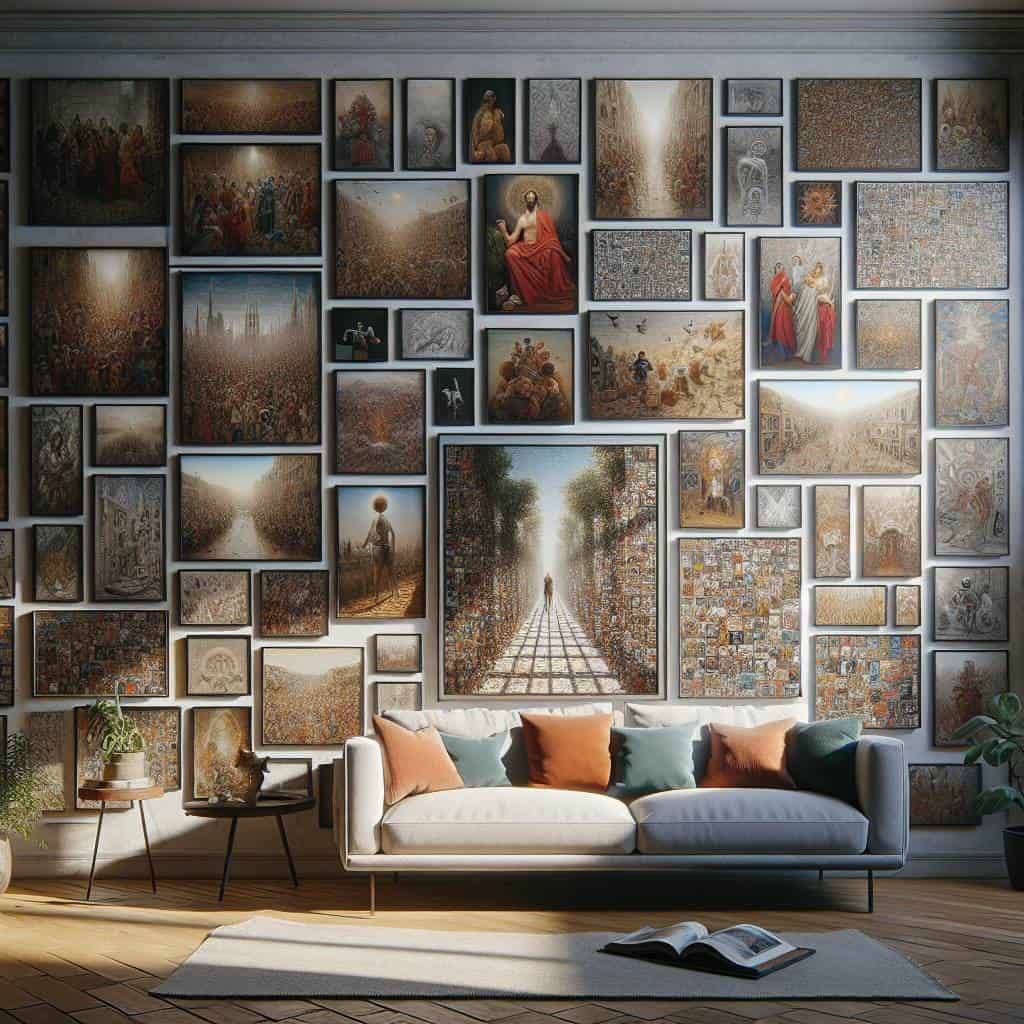 Unlocking Narratives: Cultural Storytelling Through Wall Art's Lens 2 Cultural storytelling through wall art display.