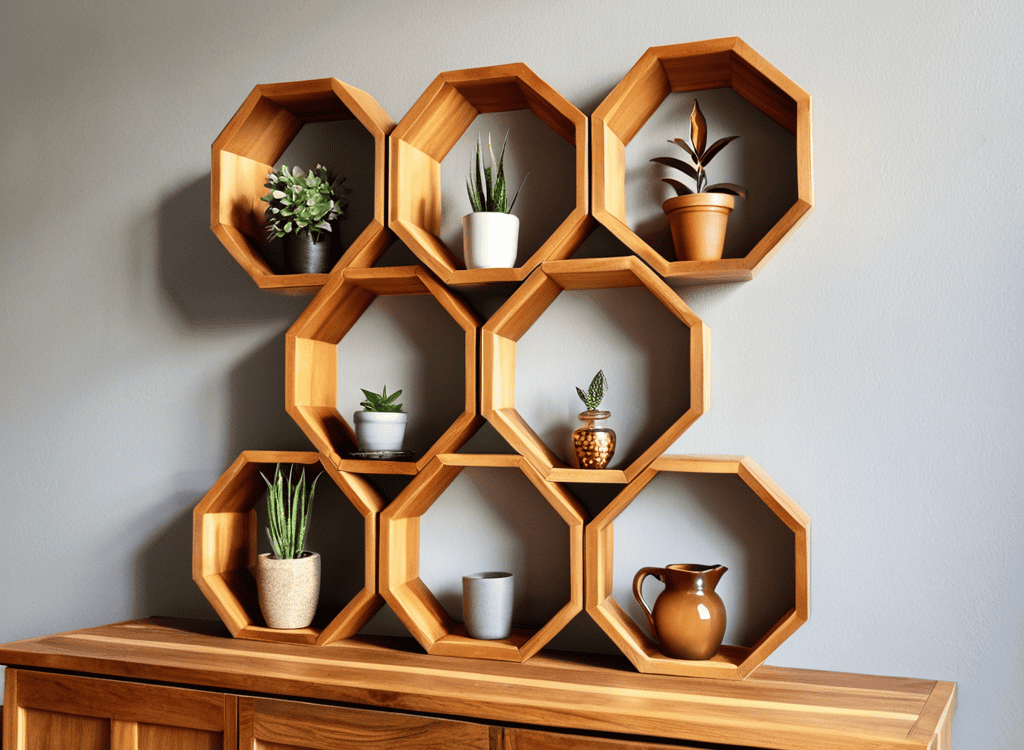 Geometry Class: How to Cut and Glue Perfect Wooden Hexagon Shelves 9 Hexagon Shelves Build DIY Project